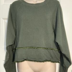 Free People Movement Army Green Cropped Sweatshirt, Women's Size S
